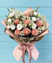 Букет цветов из:  Розы, Альстромерии и Лизиантусы в Ильском