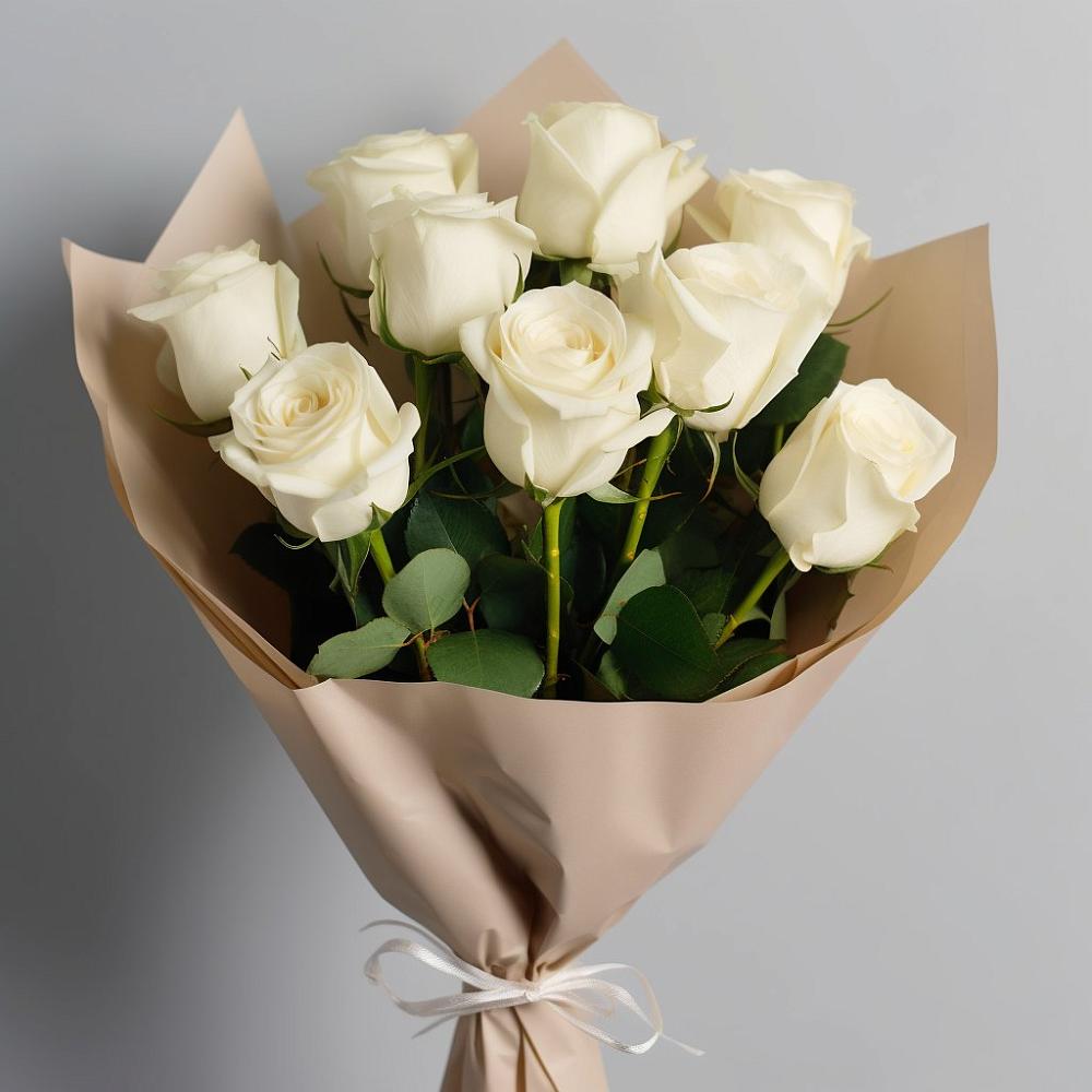 Букет 9 Белых роз Эдлесс Лав в Ильском