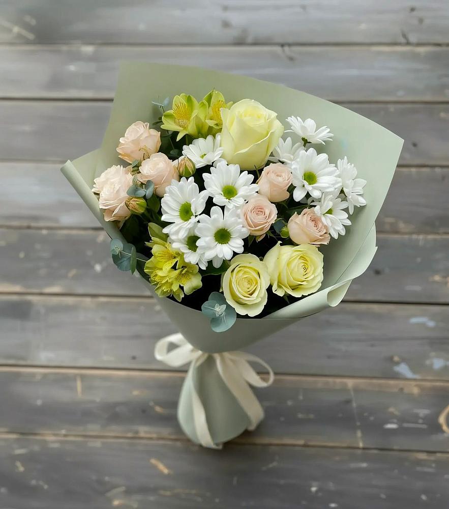 Букет цветов из: Альстромерии, Розы и Хризантемы в Ильском