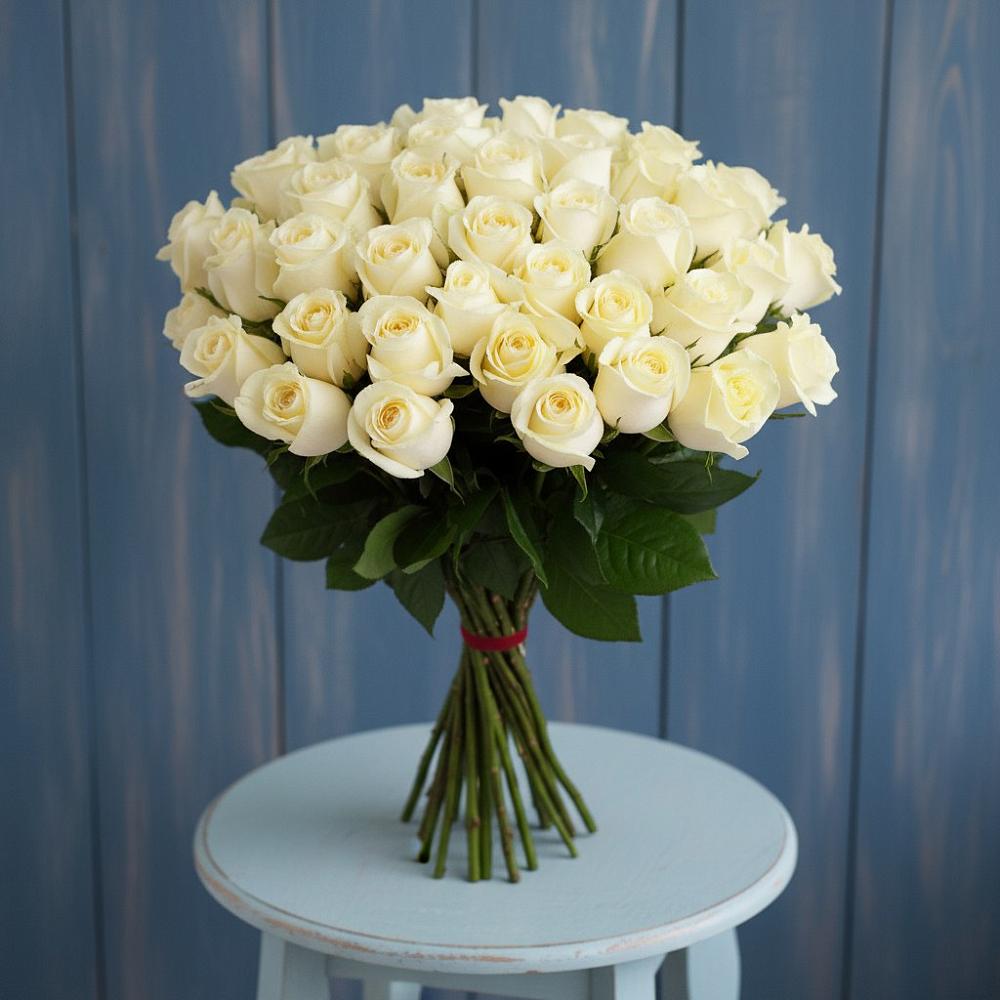 Букет 51 Белая роза Эдлесс Лав в Ильском