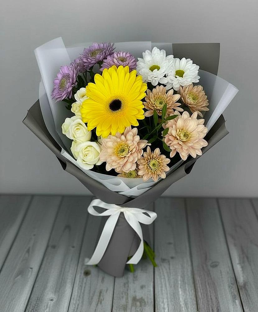 Букет цветов из: Розы, Герберы и Хризантемы в Ильском