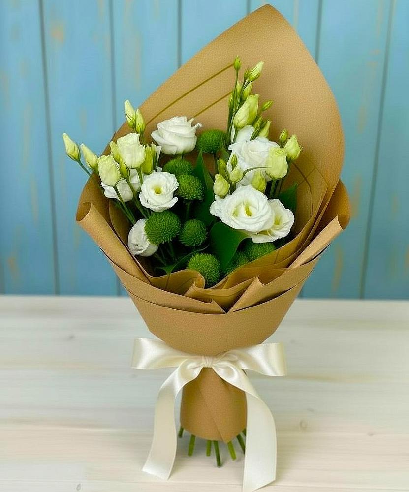 Букет цветов из: Хризантемы и Лизиантусы в Ильском