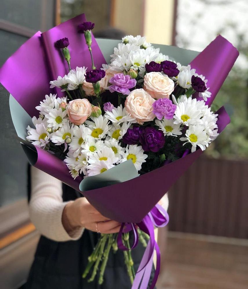 Букет цветов из: Хризантемы, Гвоздики и Розы в Ильском