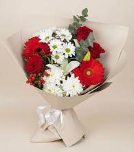 Букет цветов из:  Розы, Хризантемы, Герберы и Лилии в Ильском