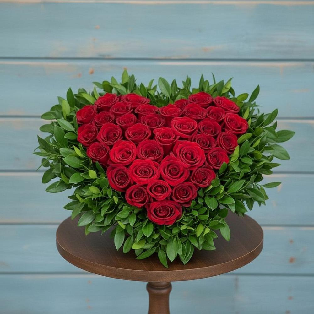 Цветочная композиция из Розы в виде сердца в Ильском