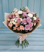 Букет цветов из:  Хризантемы, Розы и Альстромерии в Ильском