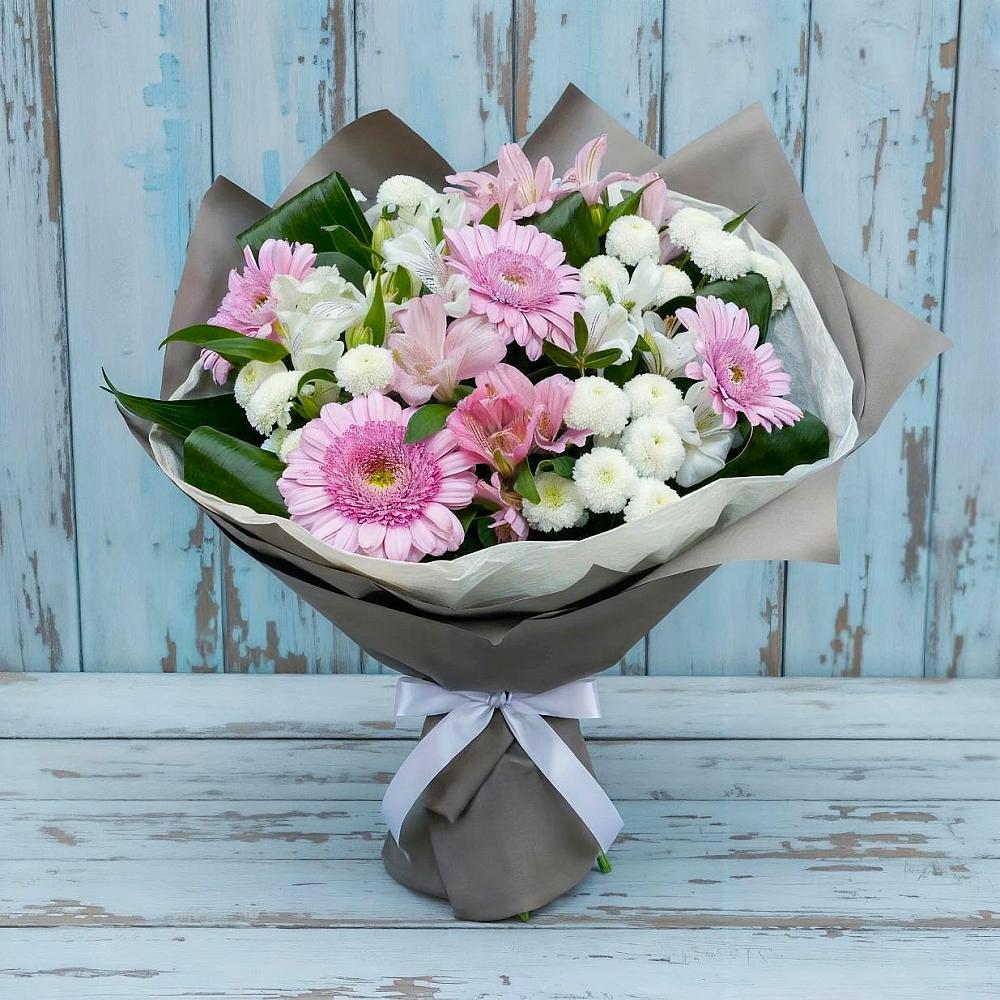 Букет цветов из: Герберы, Альстромерии и Хризантемы в Ильском